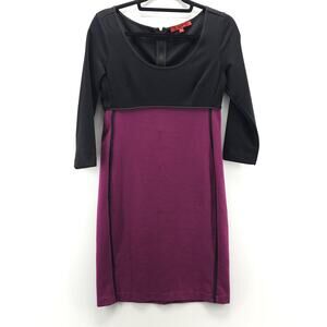 Narciso Rodriguez Dress Womens Small Black Mulberry Colorblock Sheath 3/4 Sleeve
